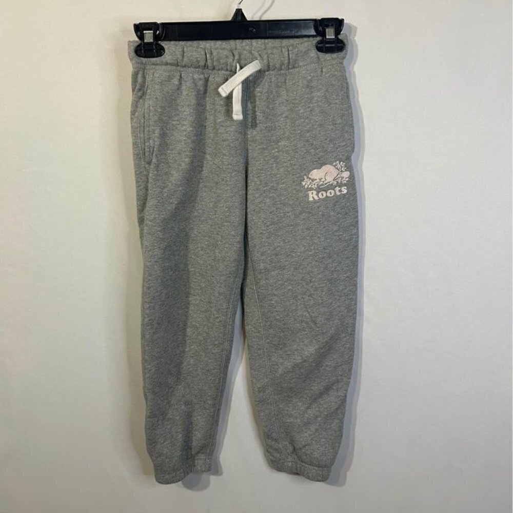 Roots jogging pants. Shimmer grey. Size 7 youth. Excellent condition.